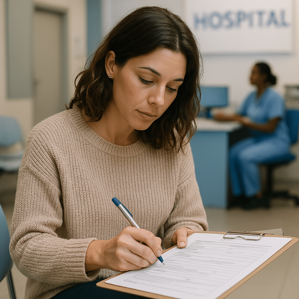 Rellenar formulario de factura de hospital por accidente de tráfico