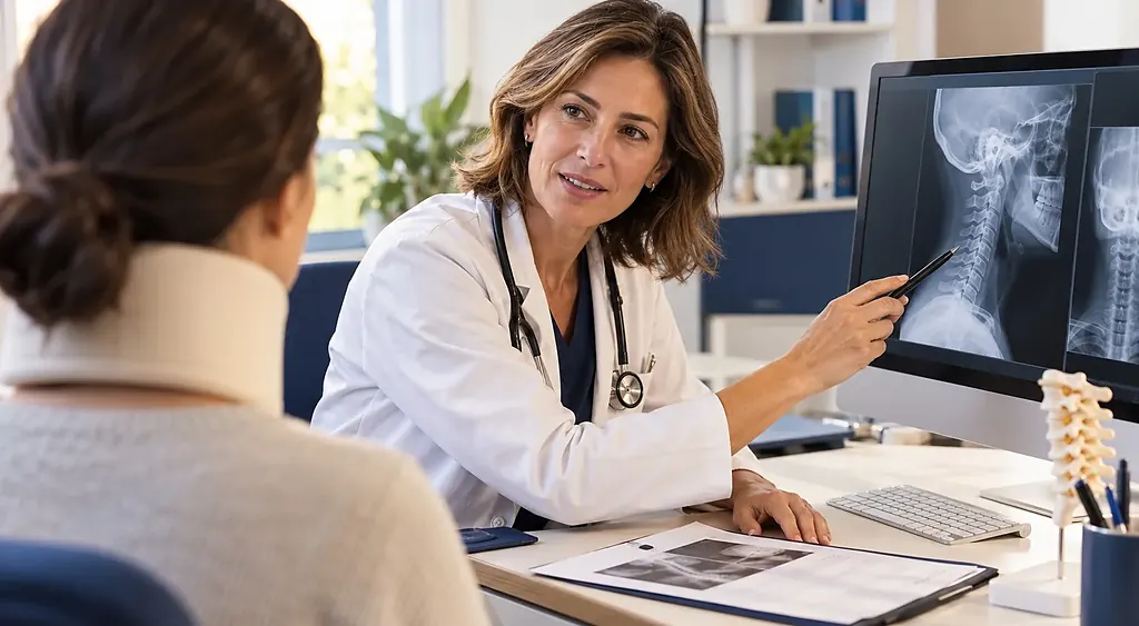 Perito médico valorando una lesión cervical